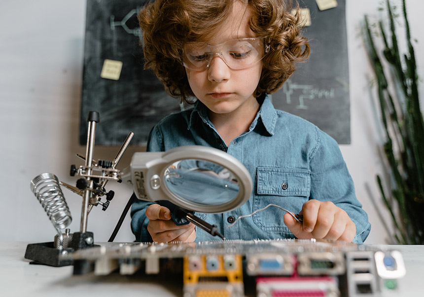 Child doing research