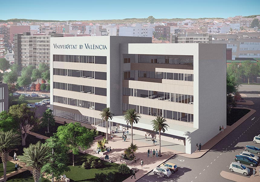 Demolition work on the Joaquim Català building and construction of the new Building 1 (General Services) on the Bujassot-Paterna Campus