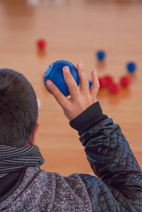 Detail of a boccia player.
