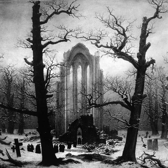 Foto de un cementerio nevado