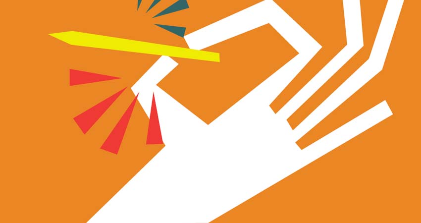 Cartell. Una mà agafant un llapis
