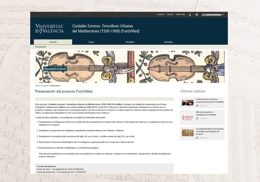 Image of the project website presentation