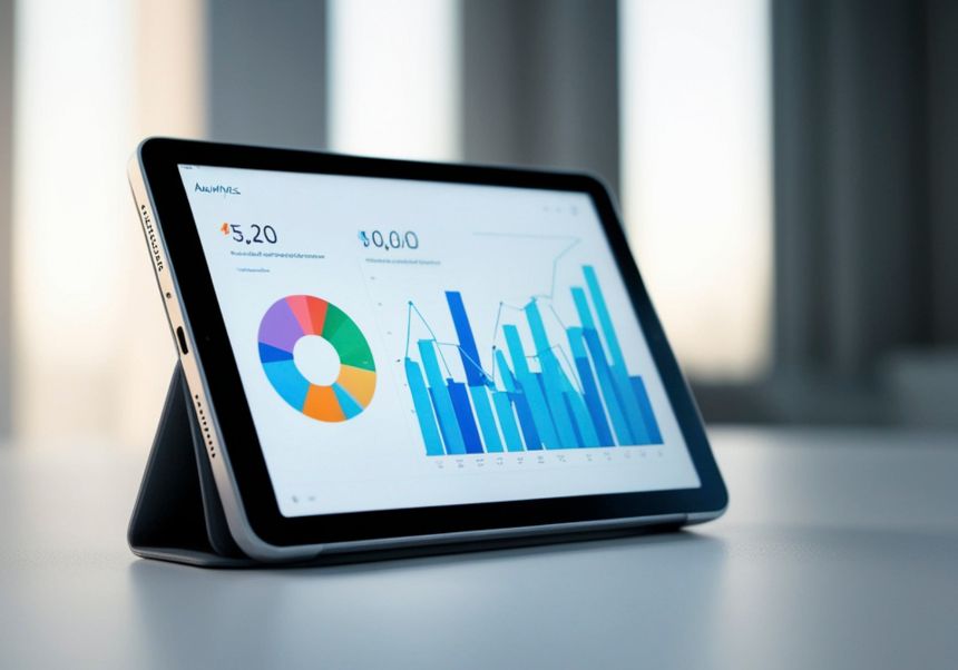 portátil con imágenes de gráficos