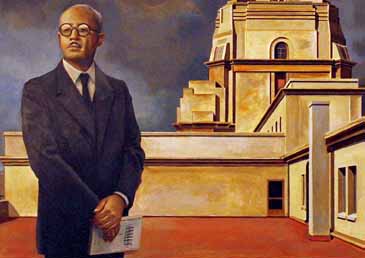 Retrato del rector Peset, realizado en el colegio mayor que lleva su nombre.