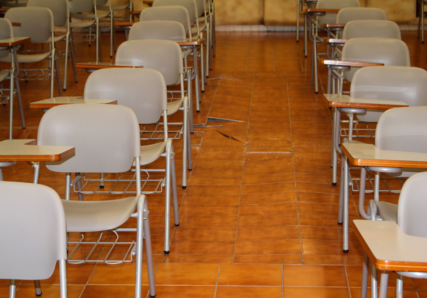 Pavement in the Luis Vives building in Ontinyent