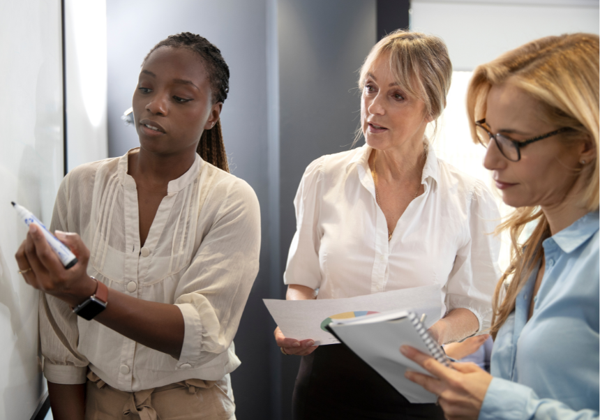 Women working together.