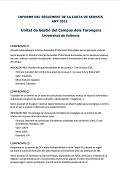 Imagen de la cubierta y enlace al Informe seguimiento 2025 de la carta de servicios de la Unidad de campus de Tarongers. Accesible