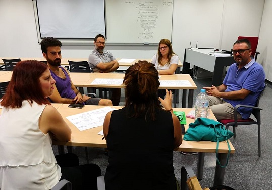 students debate in class