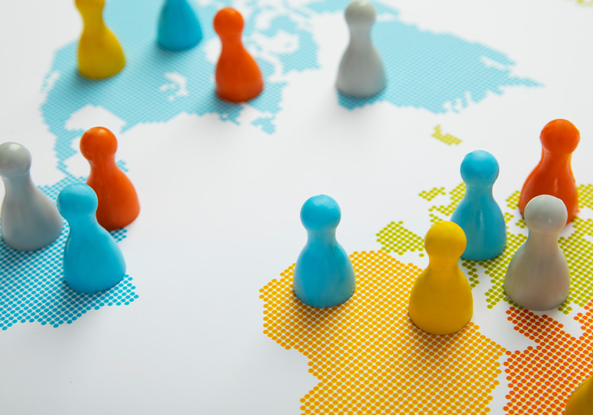 game pieces on a map