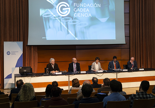 Inauguration (from left to right): Juan Luís Arsuaga, José Antonio Gutiérrez Fuentes, Mª Vicenta Mestre, Francisco Mora Más and Andrés García Reche