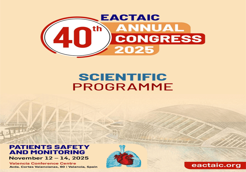 Cartell del congrés amb fons de la ciutat Arts i Ciències de València