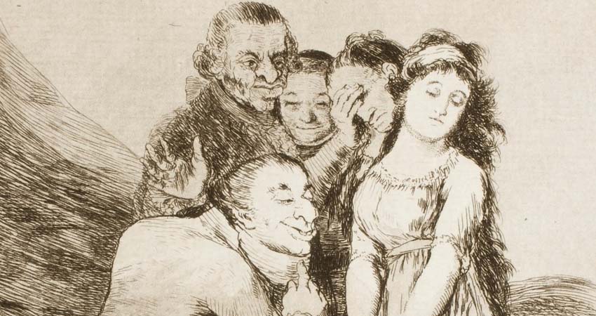 Detail of the engraving ¡Qué sacrificio! by Francisco Goya