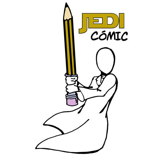 Detalle del cartel, dibujo de un Jedi con un lápiz