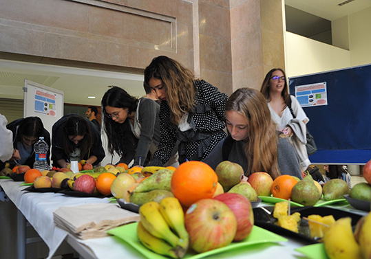 Foto d'arxiu d'estudiantat de la Universitat en una jornada sobre dieta saludable.