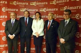 During the presentation at Cámara de Comercio.