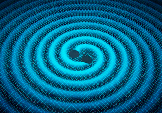 Imatge de la NASA que representa les ones gravitatòries.