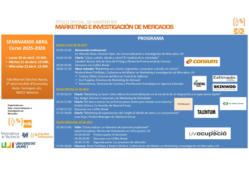 Seminaris Màster de Màrqueting i Investigació de Mercats