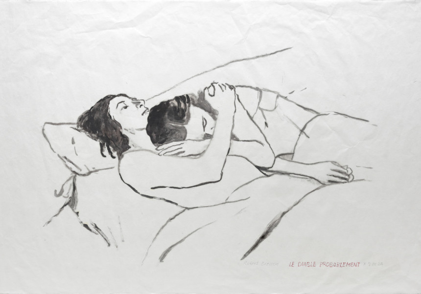 'Le diable probablement', 2024. Oli i aquarel·la sobre paper, 73 x 105 cm.