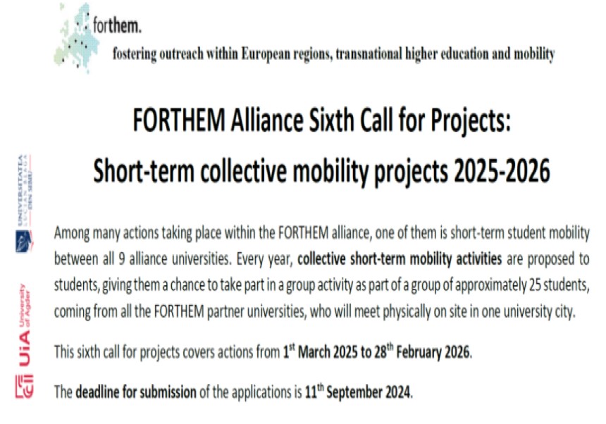 FORTHEM Alliance Sixth Call for Projects