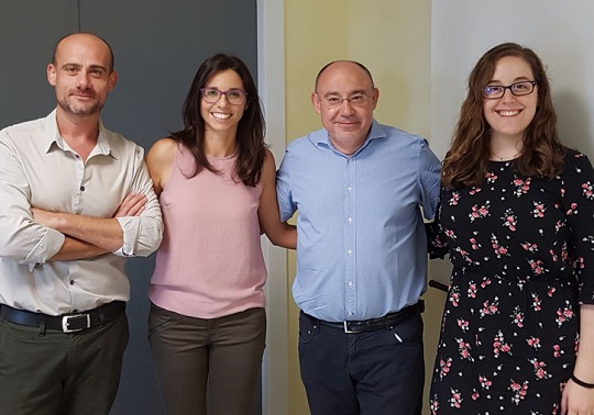 Grup Economia de l'Aigua. (De izquierda a derecha) Integrantes Grupo Economía del Agua de la UV: Vicent Hernández, Lledó Castellet, Francesc Hernández y Águeda Bellver.