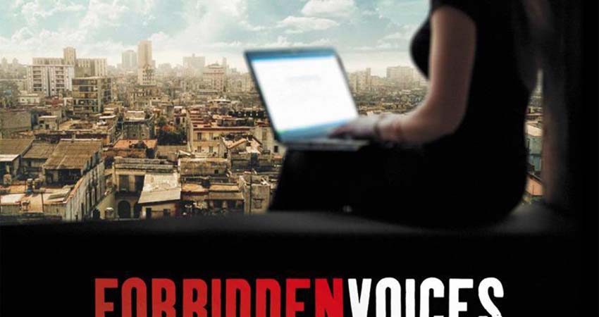 Poster detail. A woman with a computer