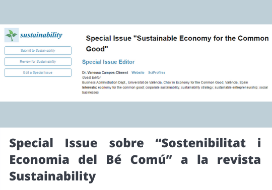 Publicado el Special Issue sobre “Sostenibilidad y Economía del Bien Común” en la revista Sustainability