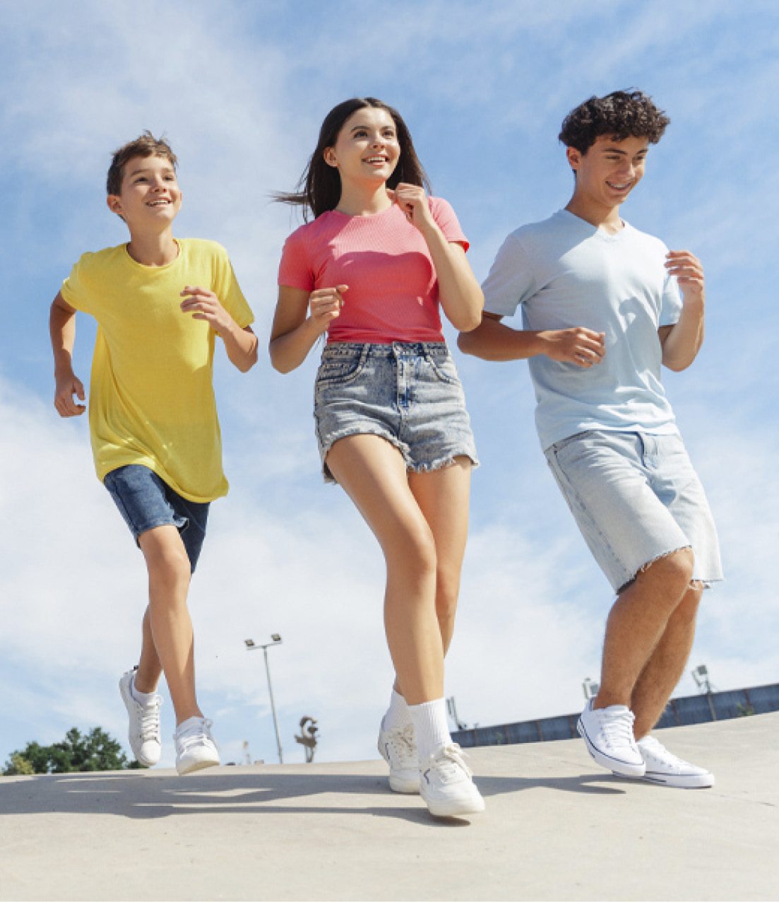 Group of teenagers doing sport