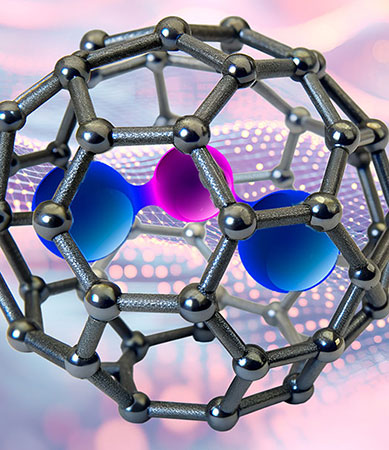 Confinamiento de un cluster trinuclear de terbio-niquel-terbio en el interior de una jaula de carbono (fullereno) Créditos: ICMol