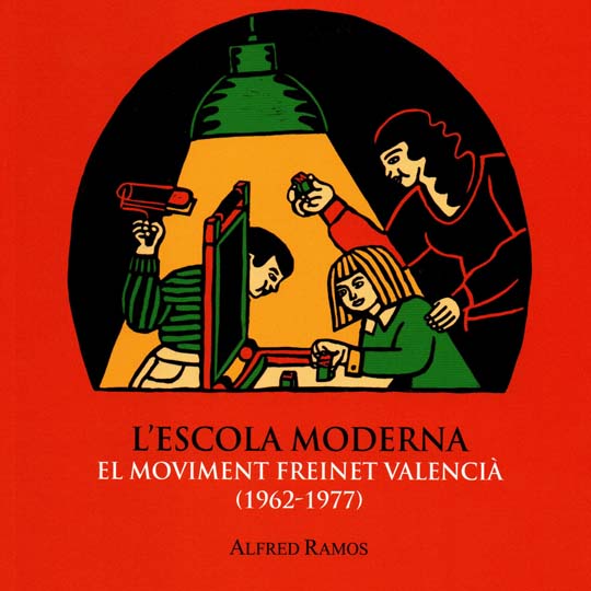 Detalle portada del libro. Una niña, un niño y un adulto jugando