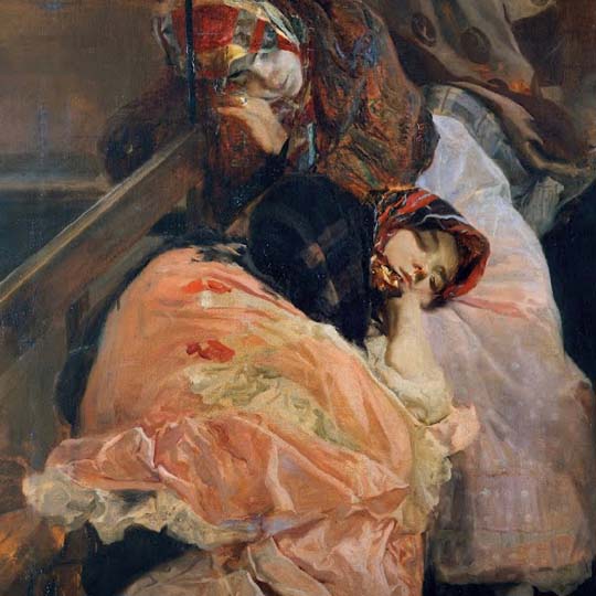 Detail of Sorolla's painting, a woman lying down