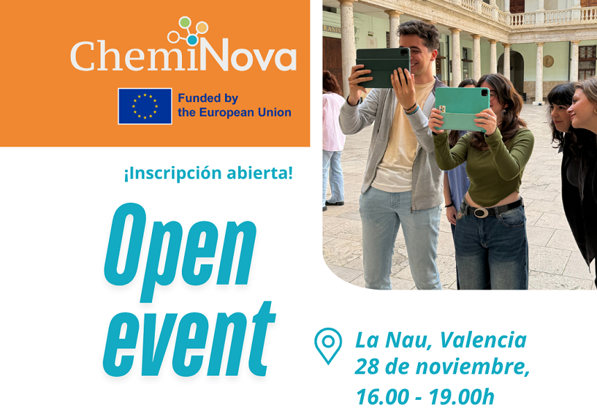 La Nau de la Universitat de València acollirà el divendres 28 de novembre l'esdeveniment obert de ChemiNova