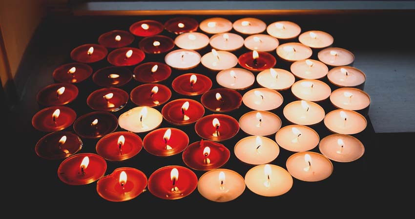 Yin Yang with burning candles