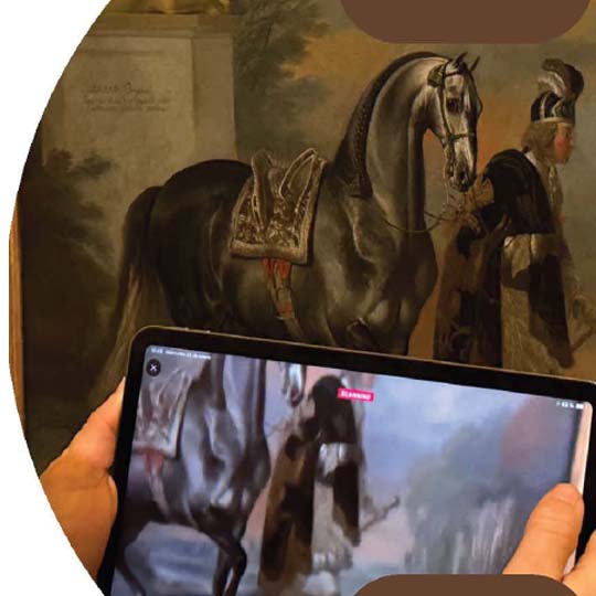 Detalle de un cuadro. Un hombre y un caballo