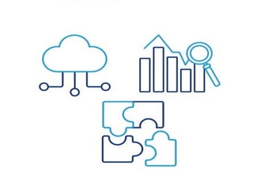 Ilustraciones conceptuales de datos, cloud, investigación.