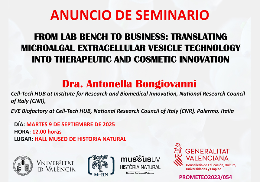 Seminario From lab bench to business: translating microalgal extracellular vesicle technology into therapeutic and cosmetic innovation