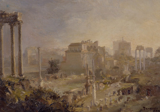 Vista panorámica de los restos del foro de Roma