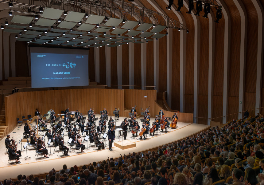 La Orquestra Filharmònica UV, durante su participación en el Maratón Verdi de Les Arts.