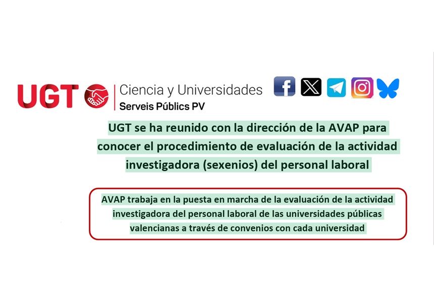Informació d'UGT sobre la reunió amb la direcció de l'AVAP