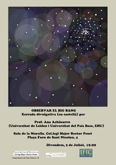 Promotional poster professor Achúcarro's lecture on the Big Bang.
