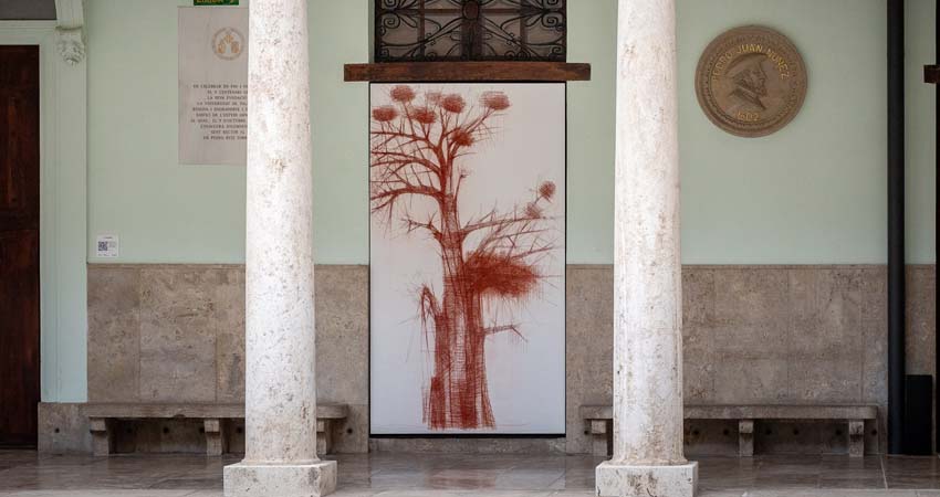 Part del Claustre UV. Dibuix d'un arbre