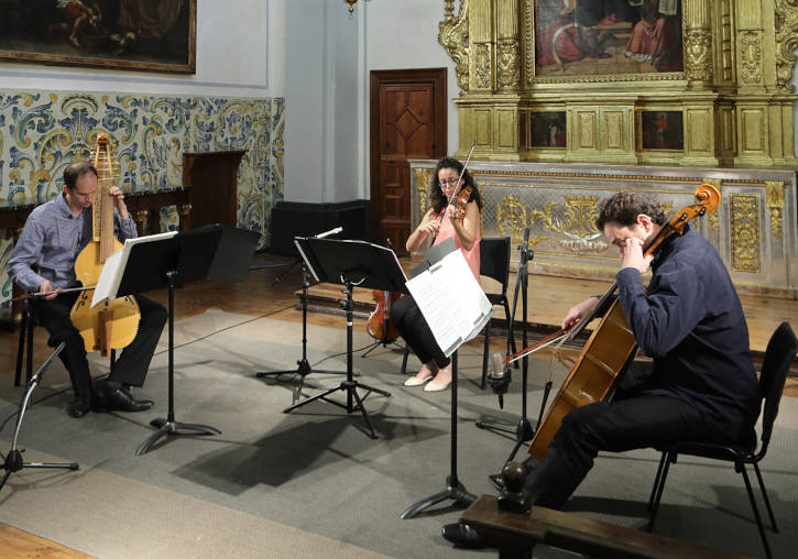 Un moment de la gravació del concert de València Baryton Project a la Capella de la Sapiència de La Nau per a Serenates 2020.