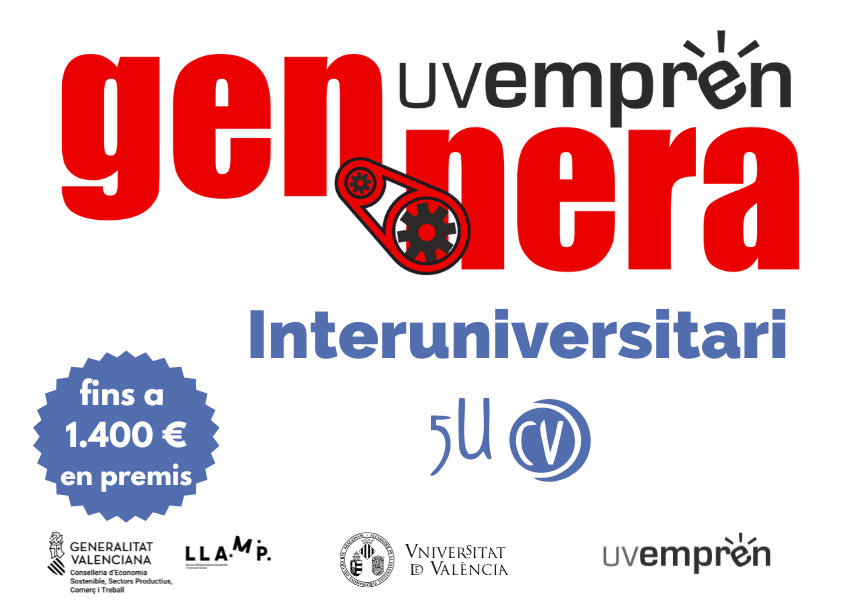 La Universitat de València convoca GENNERA Interuniversitari, un concurs d’emprenedoria finançat per la Conselleria d’Economia Sostenible, Sectors Productius, Comerç i Treball dotat amb fins a 1.400 € en ajudes