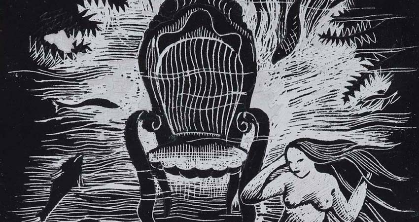 Dibujo de una silla y dos sirenas