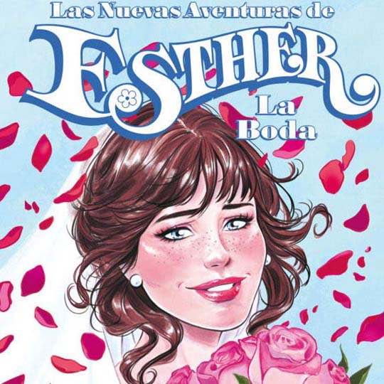Portada del cómic. Dibujo de una mujer con traje de novia y ramo de flores