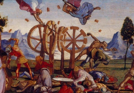 Representación de la rueda dentada del martirio de Santa Catalina
