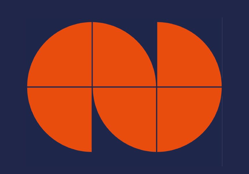 Ilustración del cartel del evento, cuerpo naranja sobre fondo azul.