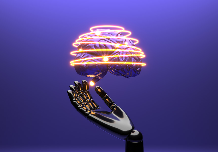 Ilustración sobre el concepto de cerebro e inteligencia artificial.