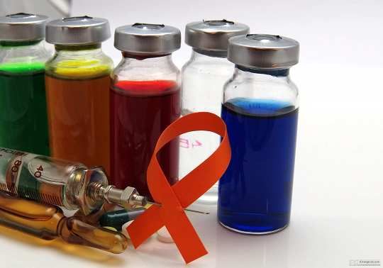 Syringe with a red ribbon from AIDS