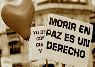 Cartells reivindicant el dret a morir en pau.