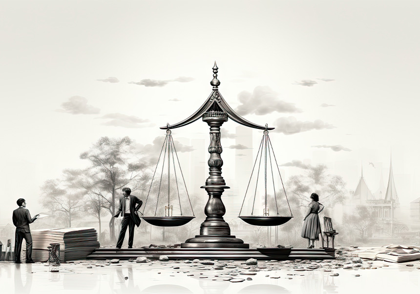 Dibuixos sobre la professió legal.
